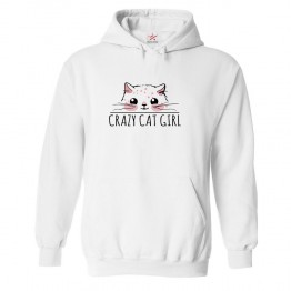 Crazy Cat Girl Classic Unisex Kids and Adults Pullover Hoodie for Cat Lovers